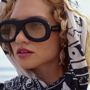 Poppy Lissiman Black Women's Sunglasses with Tinted Lenses